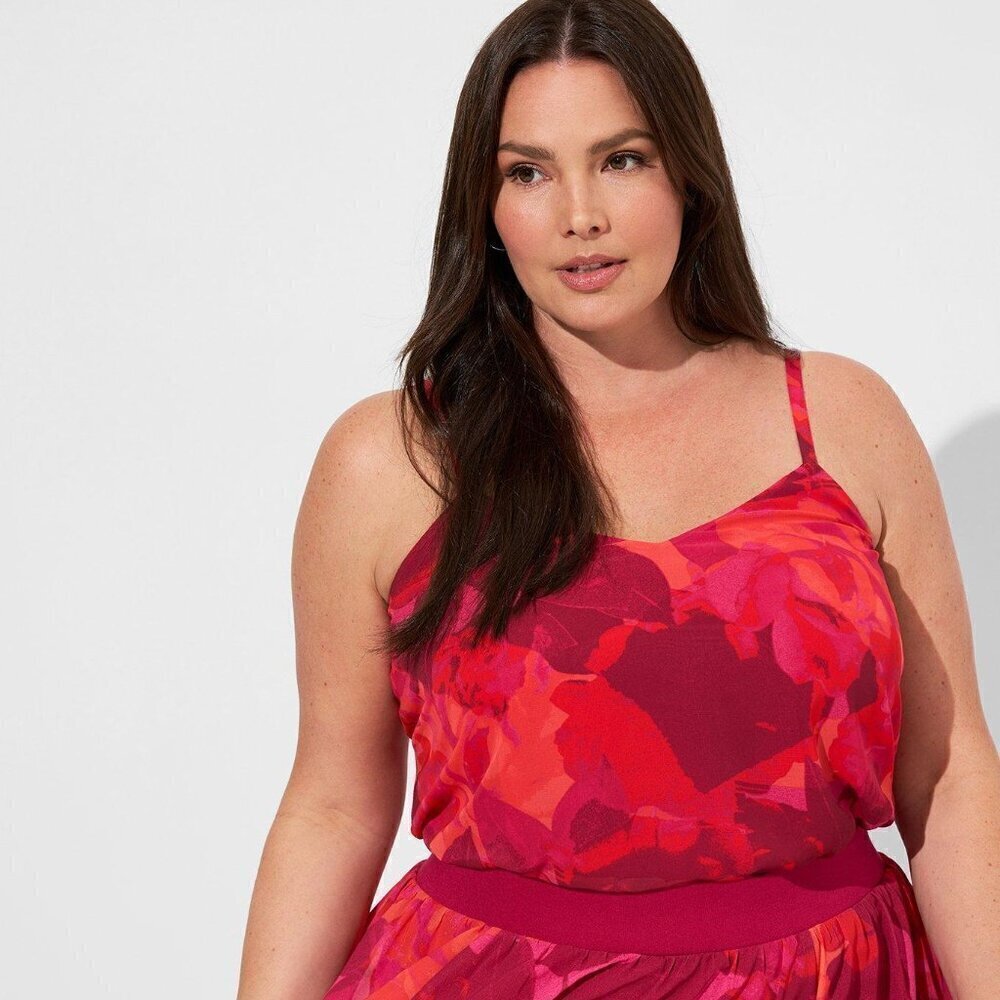 Torrid Sophie Chiffon Swing Cami Shady Rose floral 3x NEW
